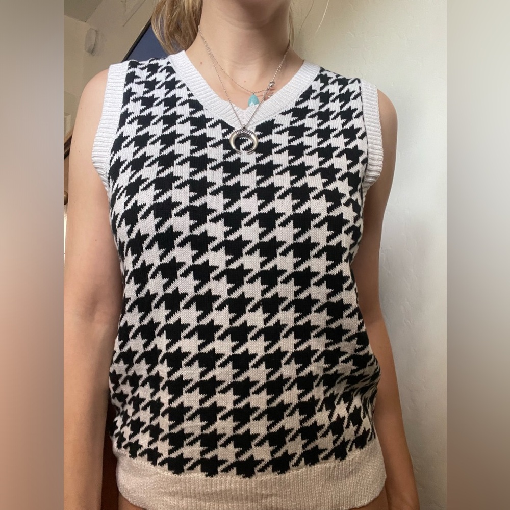 black and white sweater vest